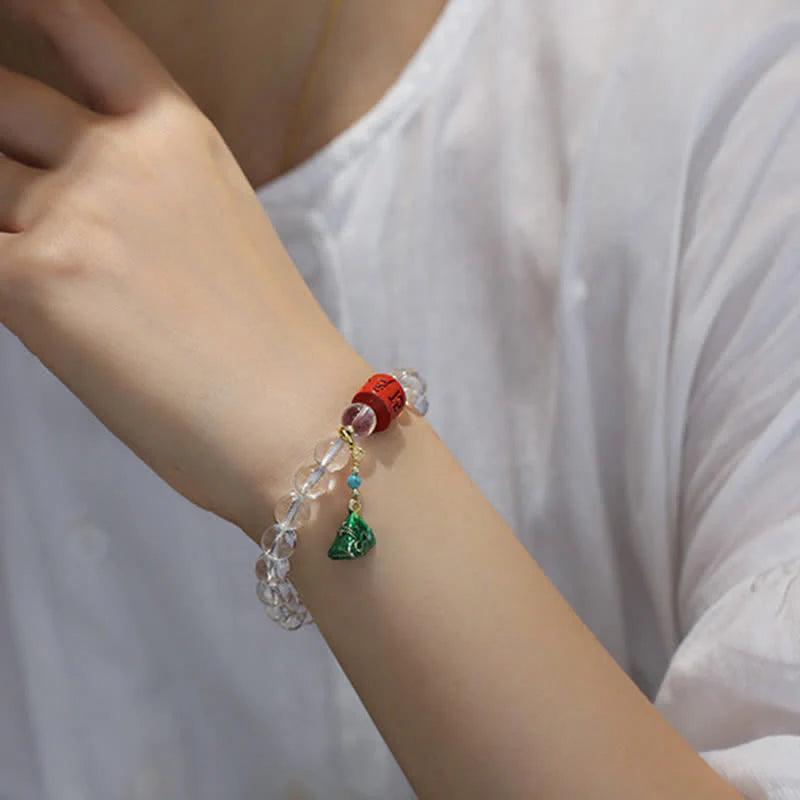 Buddha Stones Natural Clear Quartz Om Mani Padme Hum Healing Bracelet