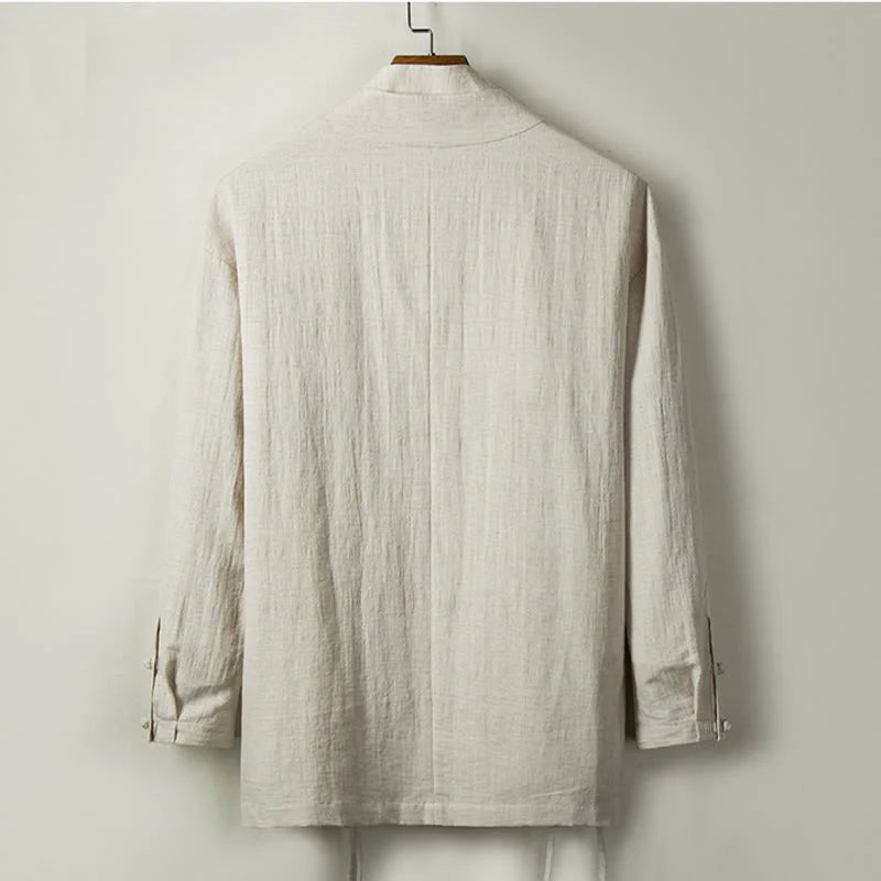 Buddha Stones Fall Chinese Hanfu Cotton Linen Men Jacket Clothing