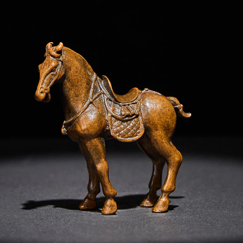 Buddha Stones Ancient Year of the Horse Alloy Home Decoration 7.5*2.6*7 cm