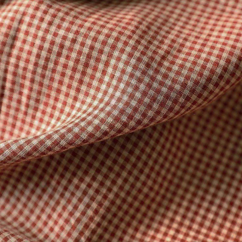 Buddha Stones Fall Tiny Plaid Button Down Ruffle Collar Long Sleeve Women's Cotton Shirt