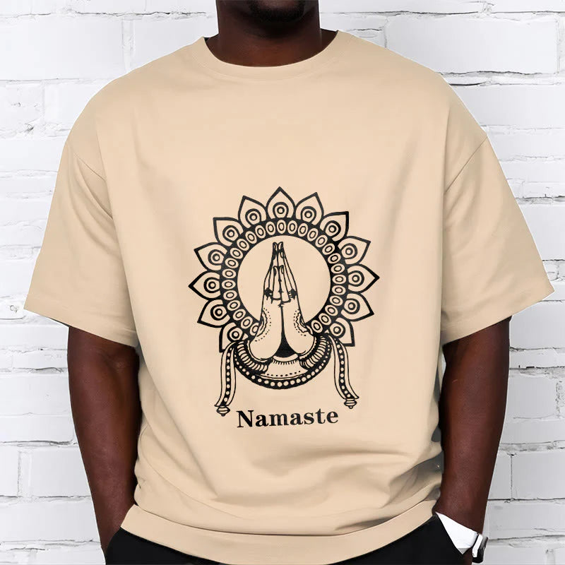 Buddha Stones Namaste Gesture Mandala Pattern Tee T-shirt