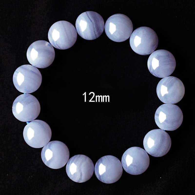 Buddha Stones Round Design Natural Blue Lace Agate Beaded Bracelet