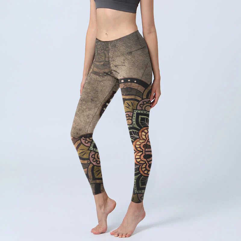 Buddha Stones Mandala Print Design Gym Leggings Women's Yoga Pants
