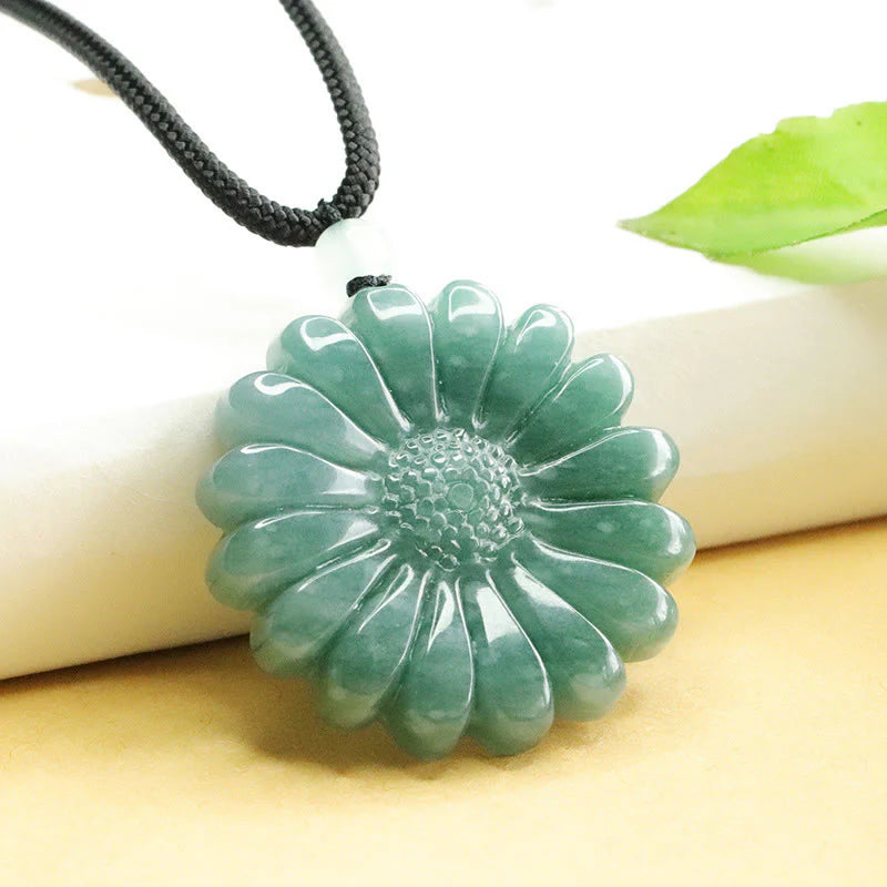 Buddha Stones Sunflower Jade Abundance Necklace Pendants