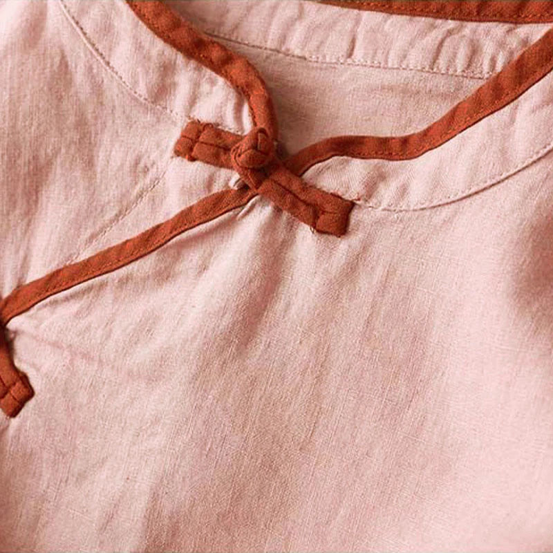 Buddha Stones Retro Flower Embroidery Design Long Sleeve Cotton Linen Women's Shirt