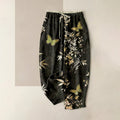 Buddha Stones Pure Cotton Butterfly leaves Flowers Pattern Drawstring Colorful Women's Pants With Pockets