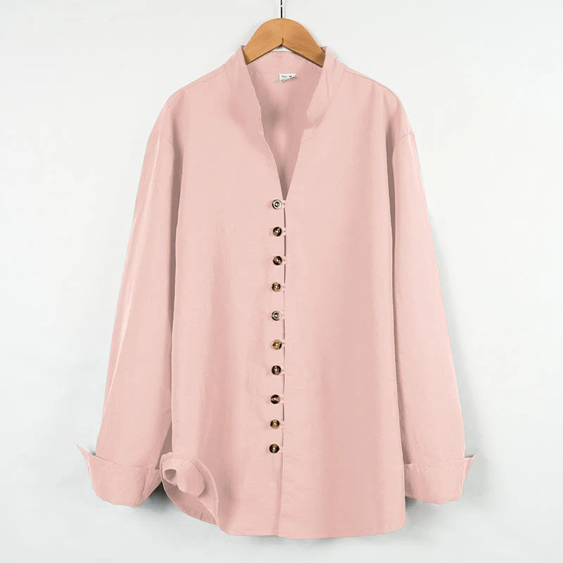 Buddha Stones Solid Color Buttons Fall Long Sleeve Men's Shirt
