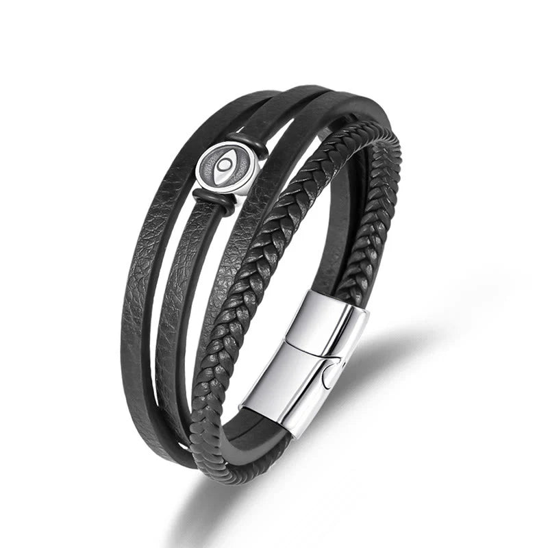 Buddha Stones Evil Eye Multilayered Braided Leather Balance Bracelet