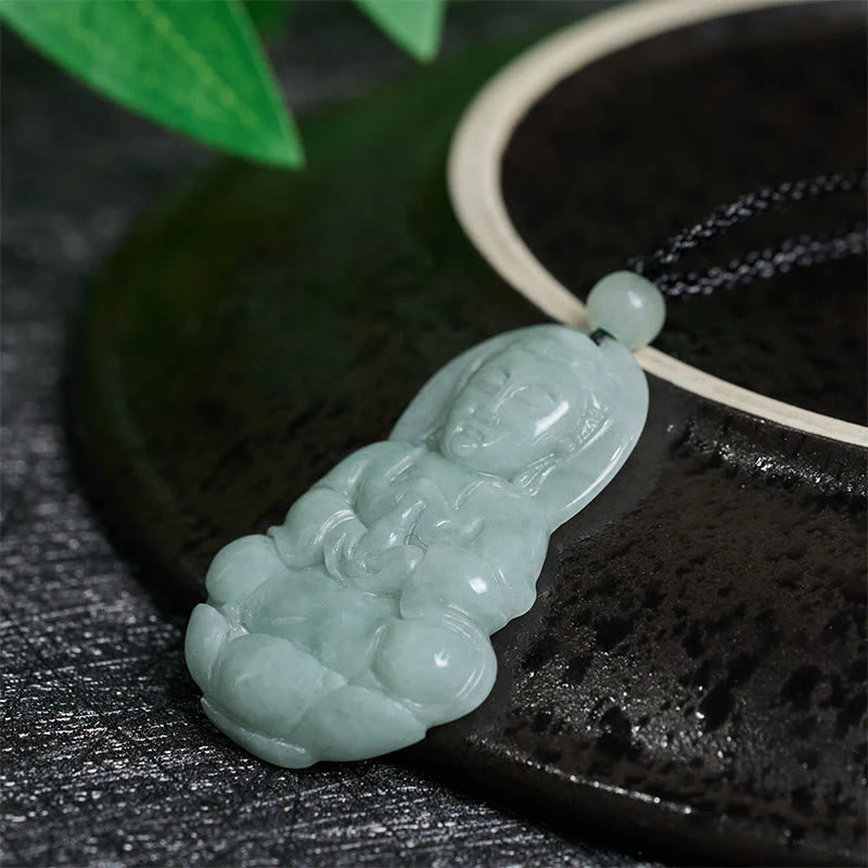 Buddha Stones Jade Kwan Yin Avalokitesvara Harmony Necklace Pendant