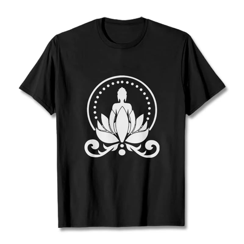 Buddha Stones Meditation Buddha Seated On A Lotus Flower Tee T-shirt