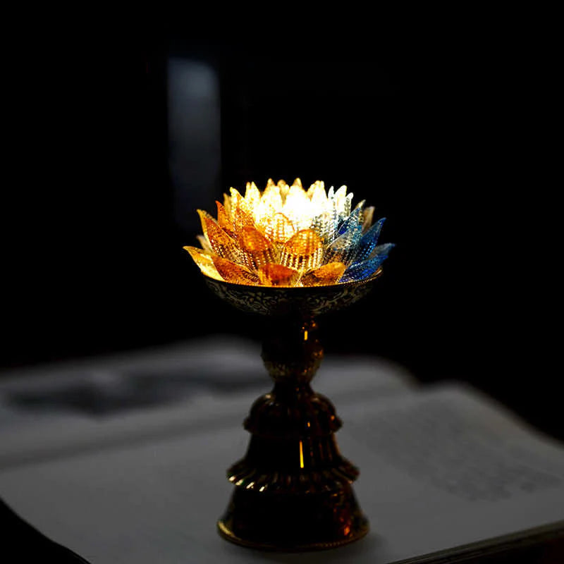 Buddha Stones Lotus Liuli Glass Eight Auspicious Symbols Base Enlightenment Home Decoration