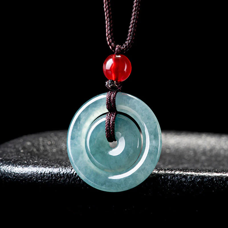 FREE Today: Auspicious and Protection Green Jade Double Peace Buckle Necklace Pendant