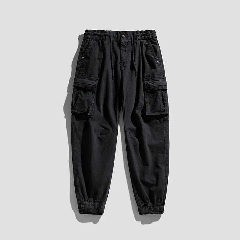 Buddha Stones Summer Cotton Elastic Cuffs Tapered Men's Pants With Pockets