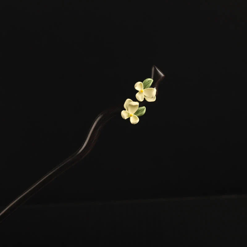 Buddha Stones Ebony Gardenia Petal Courage Hairpin