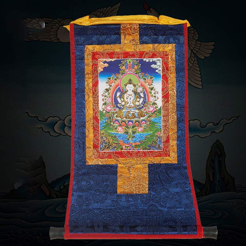 Buddha Stones Tibetan Framed Thangka Blessing Protection Decoration (Extra 30% Off | USE CODE: FS30)