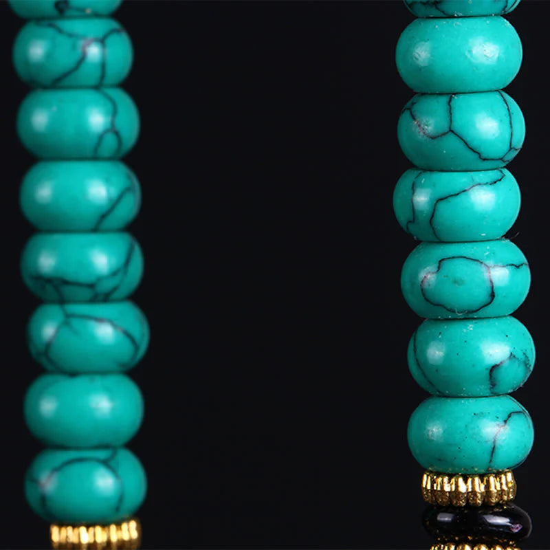 Buddha Stones Tibetan 108 Beads TurquoiseÂ Dzi Bead Wisdom Balance Mala