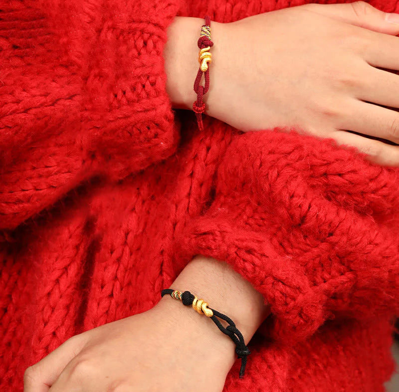 Buddha Stones 999 Gold Year of the Snake Design Handmade Luck Protection Rope Braided Bracelet (Extra 30% Off | USE CODE: FS30)