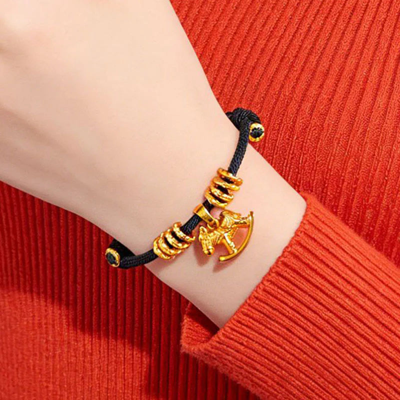 Buddha Stones Year Of The Horse Simple Horse Circle Charm Rope Faith Bracelet