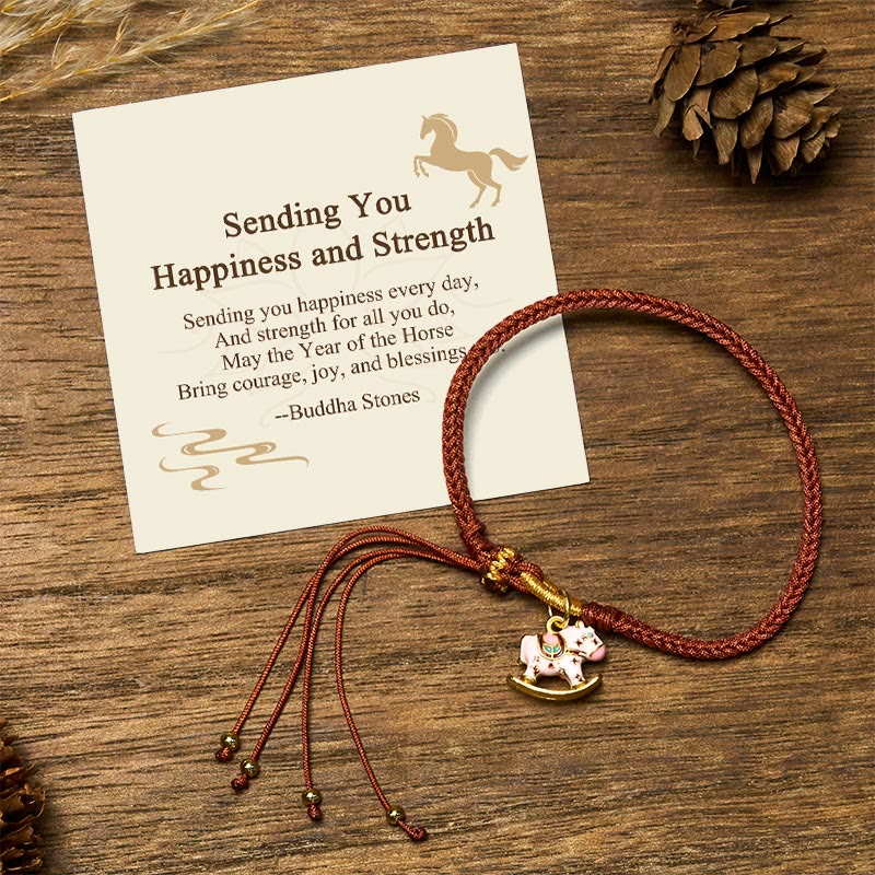 Buddha Stones Sending You Happiness and Strength Year of the Horse String Includes Gift Message Card
