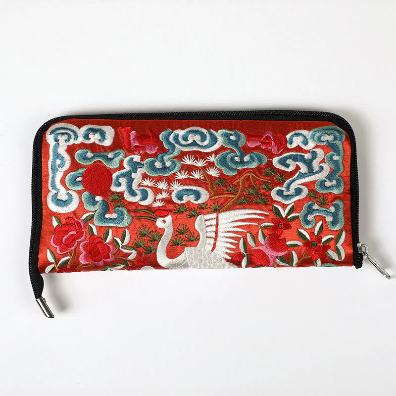 Buddha Stones Mythical Beast Phoenix Dragon Qilin Su Embroidery Ticket Folder Storage Journey Shopping Purse Handbag