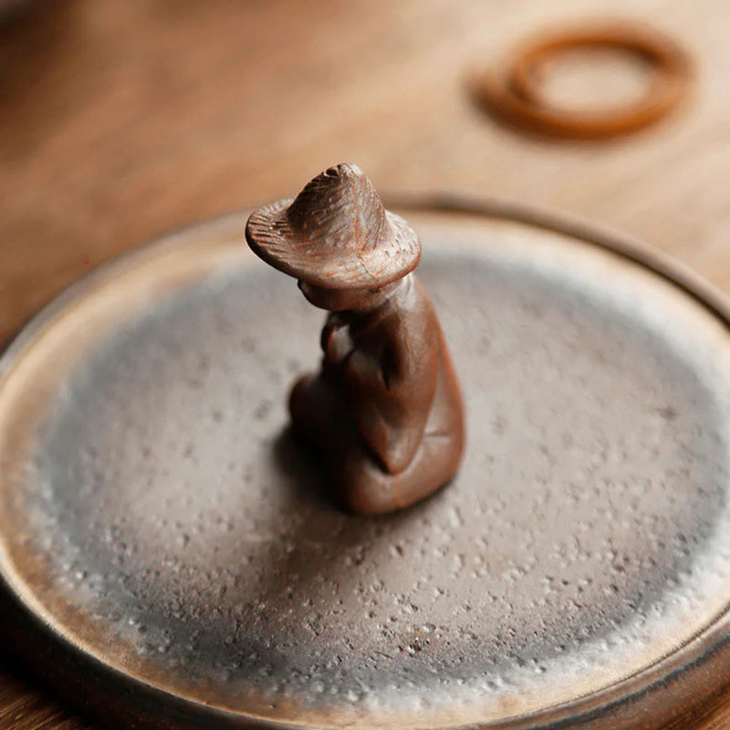 Buddha Stones Small Person Meditation Ceramic Spiritual Healing Incense Burner