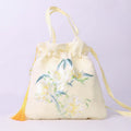 Buddha Stones Lotus Peony Epiphyllum Phoenix Suzhou Embroidery Cotton Linen Tote Crossbody Bag Shoulder Bag Handbag