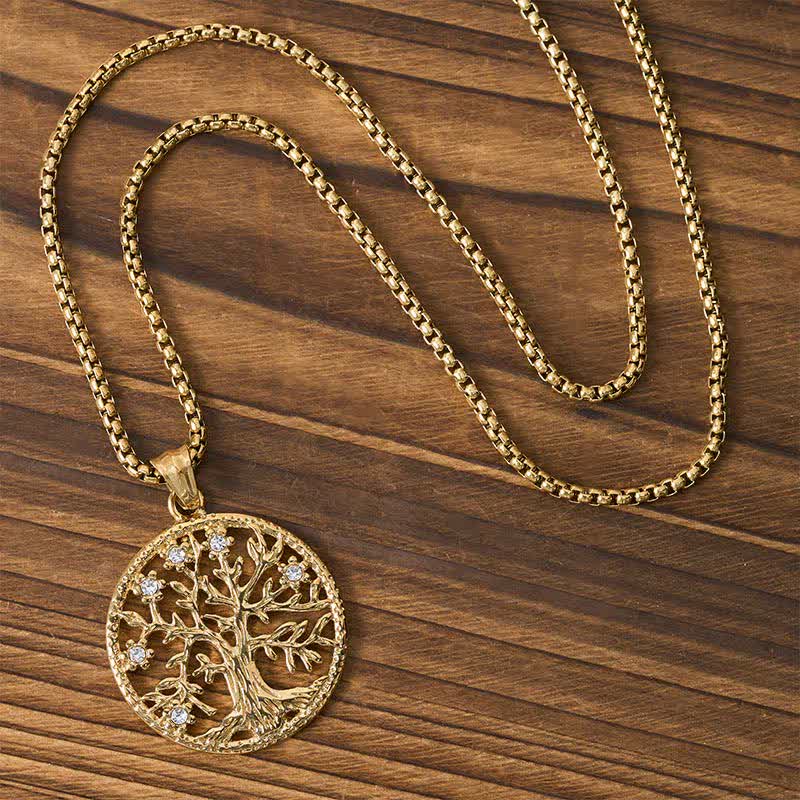 Buddha Stones The Tree Of Life Titanium Steel Creation Necklace Pendant
