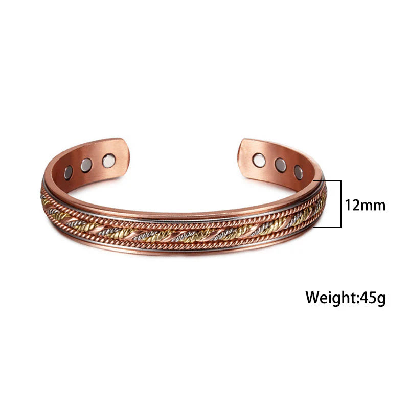 Buddha Stones Retro Open Twisted Copper Balance Luck Cuff Bracelet Bangle
