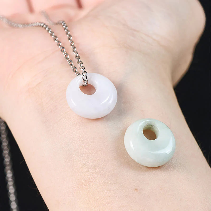 Buddha Stones Round Buckle Jade Luck Necklace Pendant