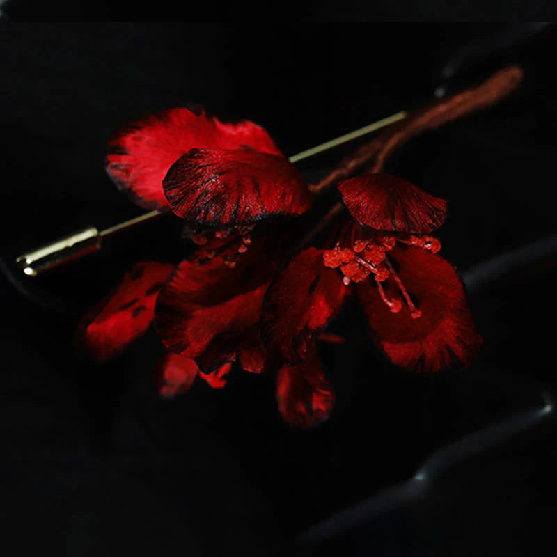 Buddha Stones Handcrafted Silk Art Cyclamen Persicum Flower Blessing Brooch