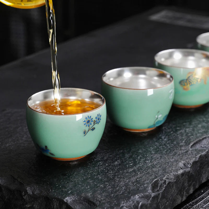 Buddha Stones Butterfly Goldfish Lotus Koi Fish Ceramic Teacup Kung Fu Tea Cup 120ml (Extra 35% Off | USE CODE: FS35)