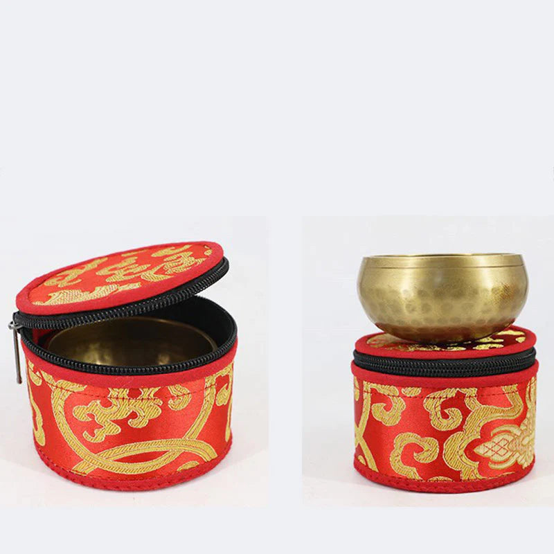 Buddha Stones Tibetan Singing Bowl Storage Bag with Zipper Closure Decoration