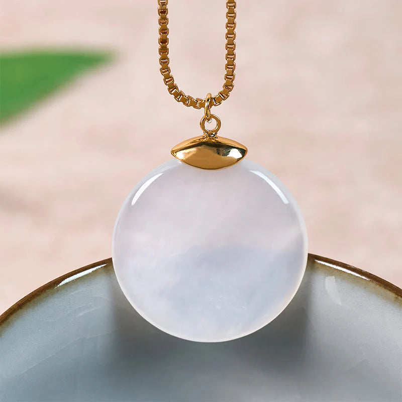 Buddha Stones Round Tridacna Stone Calm Necklace Pendant
