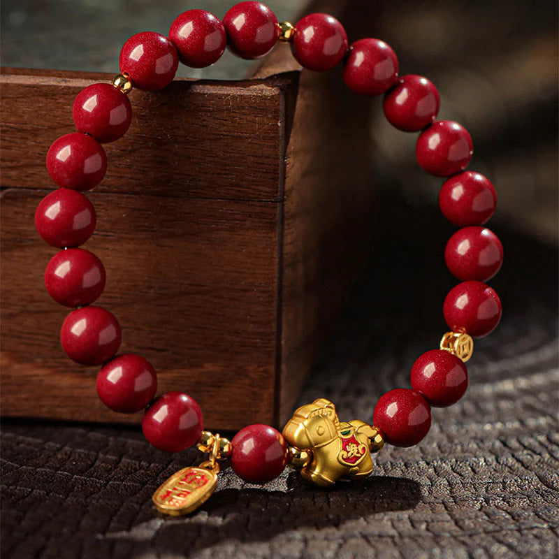 Buddha Stones Year Of The Horse Cinnabar Blessing Bracelet