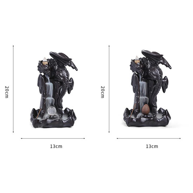 Buddha Stones Nordic Dragon Ceramic Backflow Smoke Fountain Meditation Healing Incense Burner Led Ball Decoration