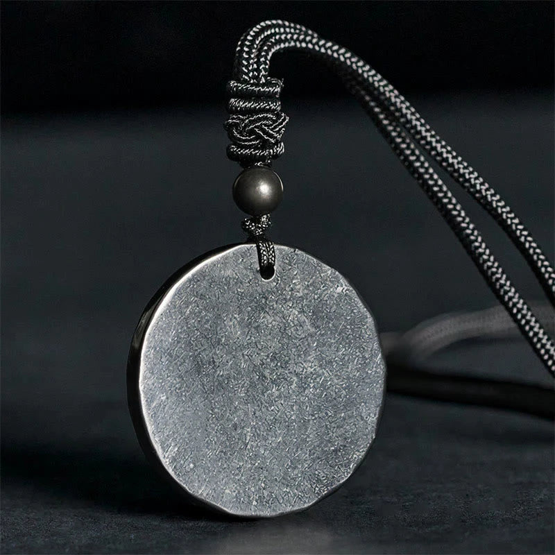 Buddha Stones Circle Simple Design Authentic Shungite Stone Protection Necklace Pendant