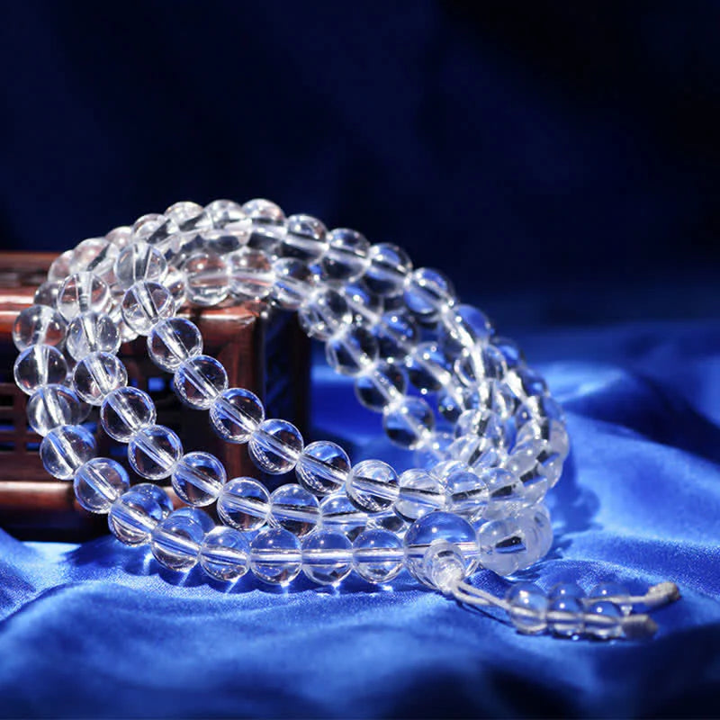 Buddha Stones 108 Clear Quartz Beads Protection Mala