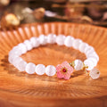 Buddha Stones Chrysoberyl Cat's Eye Pink Flowers Support Bracelet