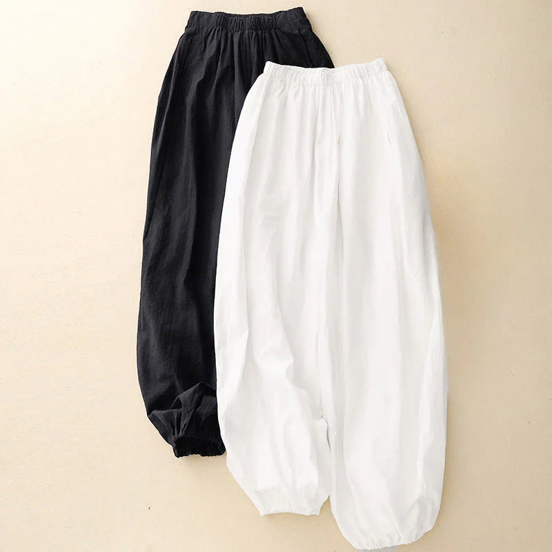 Buddha Stones Casual Simple Design Women's Harem Pants With Pockets
