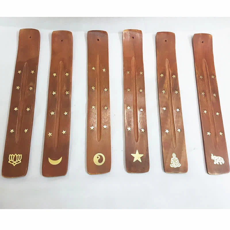 Buddha Stones Handmade Wood Incense Burner Decoration (Random Type)
