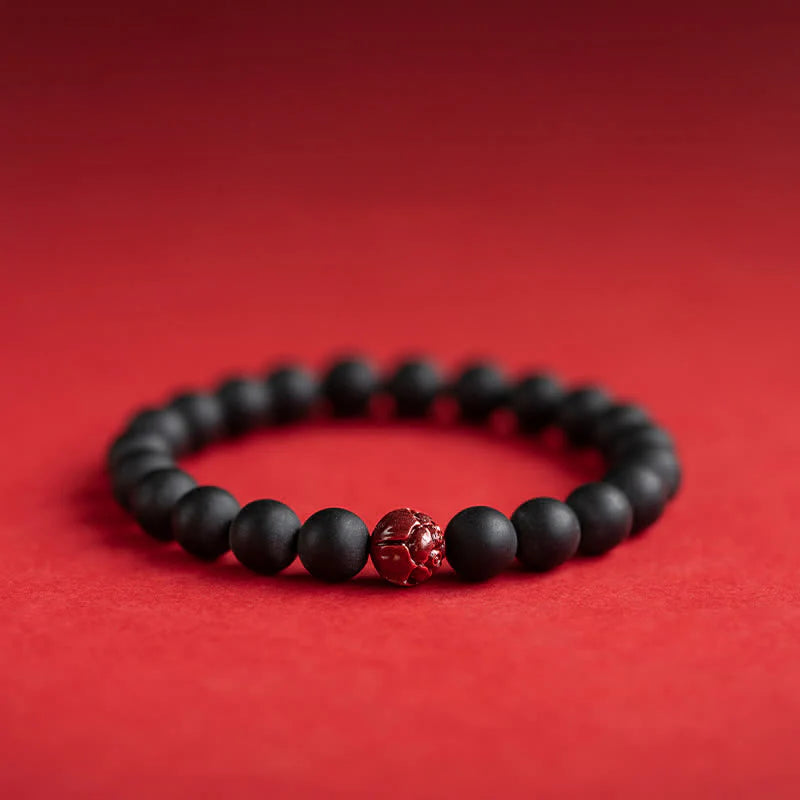 Buddha Stones Tibetan Cypress Cinnabar Lotus Healing Bracelet