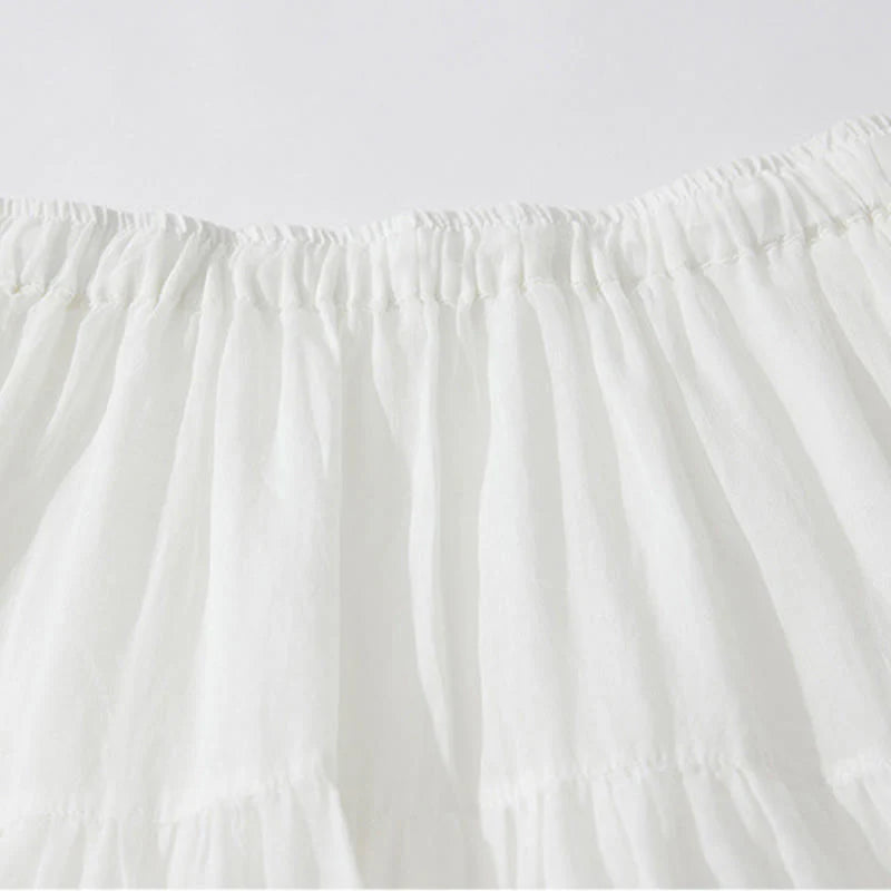 Buddha Stones Embroidery Hollow Design A-line Drawstring High Waist Women's Skirt With Pockets
