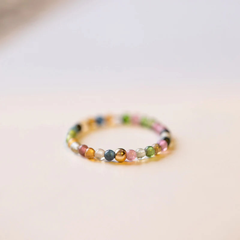 Buddha Stones Natural Tourmaline Positive Love Ring