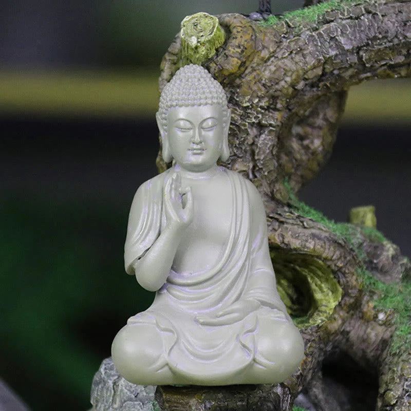 Buddha Stones Small Meditation Prayer Resin Buddha Statue Compassion Home Desk Decoration