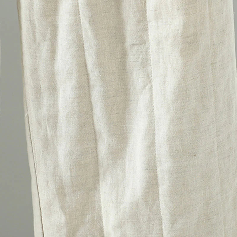 Buddha Stones Embroidered Frog Button Padded Women's Wide Leg Pants With Pockets