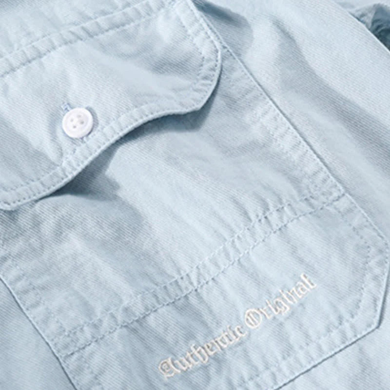 Buddha Stones Summer Buttons Down Two Decorative Pockets Men's Half Sleeve Cotton Shirt