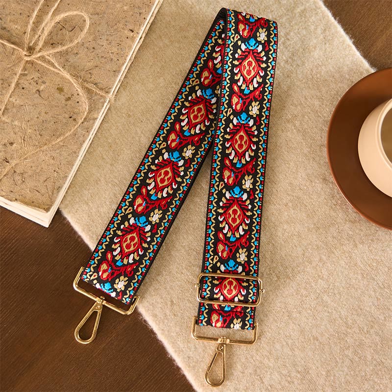 Buddha Stones Bohemian Flower Geometric Stripes Embroidery Adjustable Handbags Crossbody Shoulder Bag Purse Straps Replacement