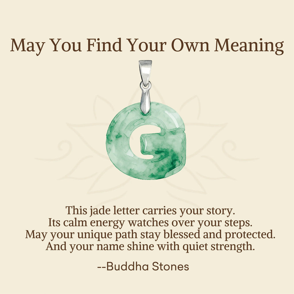 Buddha Stones May You Find Your Own Meaning Natural A-Z Letter Jade Titanium Steel Chain Necklace Includes Gift Message Card