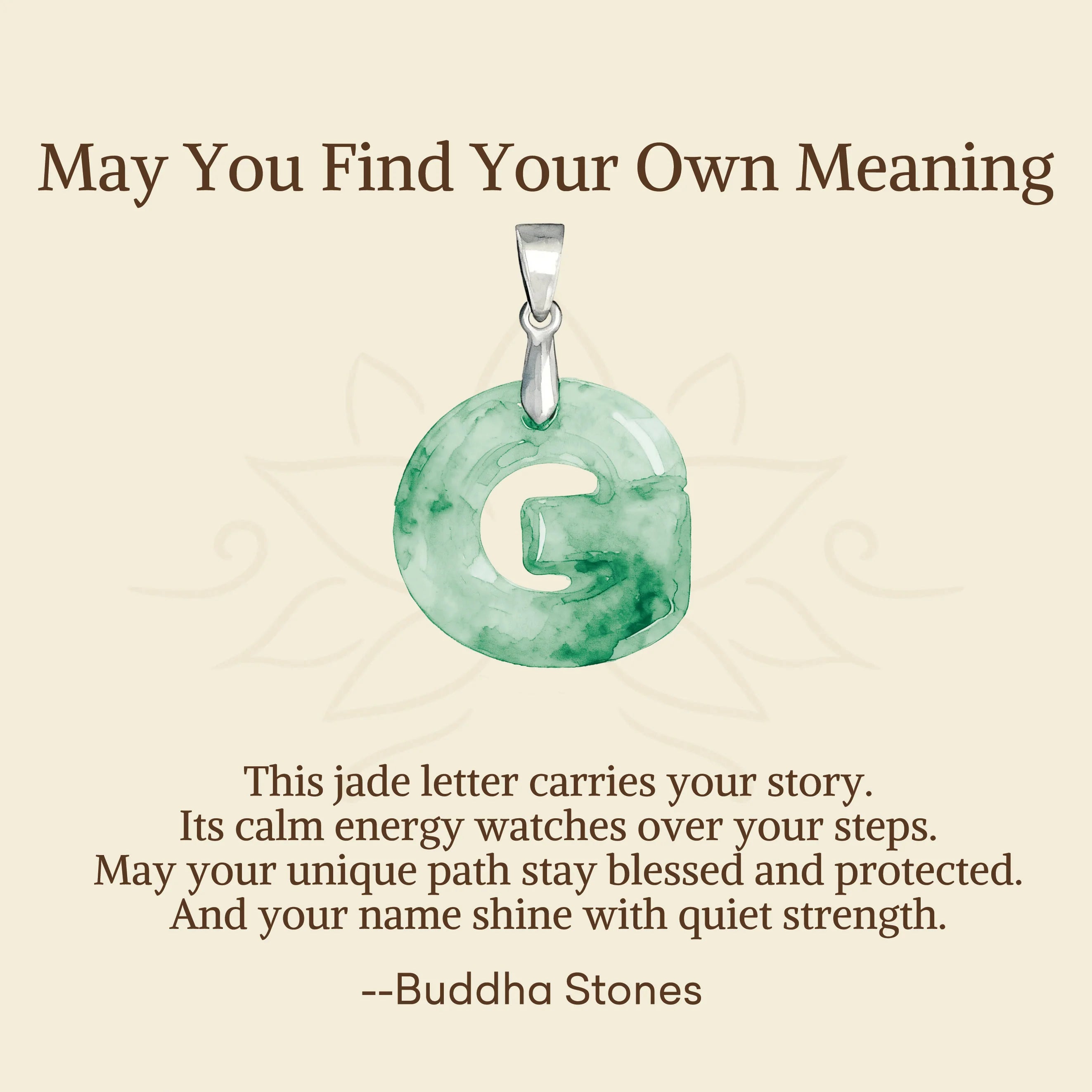 Buddha Stones May You Find Your Own Meaning Natural A-Z Letter Jade Titanium Steel Chain Necklace Includes Gift Message Card
