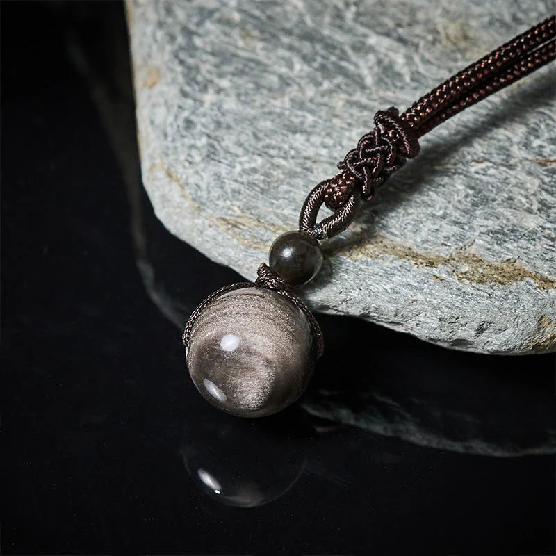 Buddha Stones Tiger's Eye Silver Sheen Obsidian Gold Sheen Obsidian Rainbow Obsidian Positive Necklace Pendant